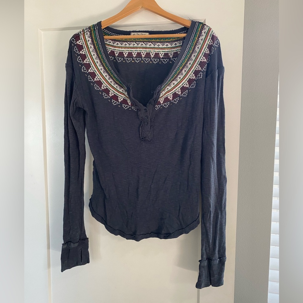 FREE PEOPLE WE THE FREE HENLEY THERMAL | L | NAVY